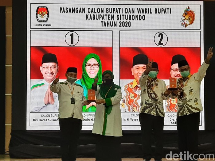 Pengundian Nomor Urut Paslon Pilkada di Situbondo Diwarnai Yel-yel Pendukung