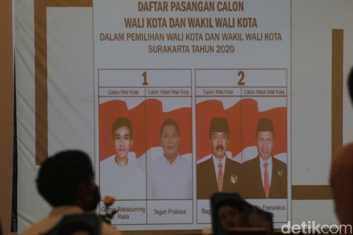 Pilkada Solo: Gibran-Teguh Nomor Urut 1 - Bajo Nomor Urut 2 Dua pasangan calon (paslon) Pilkada Solo mengikuti tahapan pengundian nomor urut. Gibran Rakabuming Raka-Teguh Prakosa mendapatkan nomor 1, Bagyo Wahyono-FX Supardjo mendapatkan nomor 2.