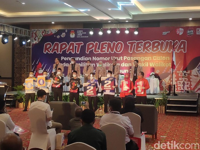 Rapat pleno pengundian nomor urut pasangan calon Pilwalkot Makassar.