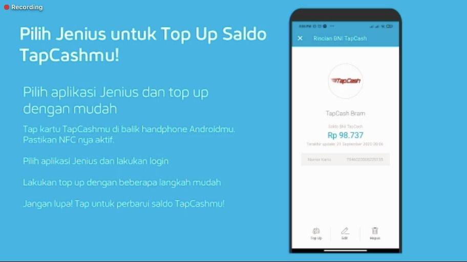 Virtual Press Conference Kolaborasi Jenius X BNI TapCash