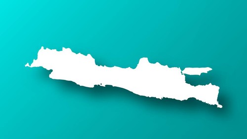 White map of Java isolated on a trendy color, a blue green background and with a dropshadow. Vector Illustration (EPS10, well layered and grouped). Easy to edit, manipulate, resize or colorize.