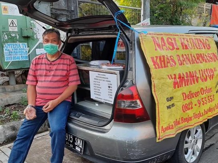 penjual nasi kuning Korban PHK Jualan Nasi Kuning di Bogor Omzet Rp 17 Juta