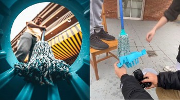 Bahkan alat pel lantai bisa loh digunakan. Foto: doc. Jordi Koalitic via Bored Panda