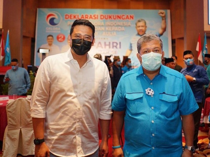 Bobby Nasution bertemu Fahri Hamzah dalam deklarasi dukungan Partai Gelora kepada Bobby-Aulia di Pilkada Medan 2020