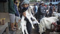 Pasar yang diketahui buka setiap hari sabtu tersebut tampak ramai dengan aktivitas jual beli di tengah pandemi COVID-19. 