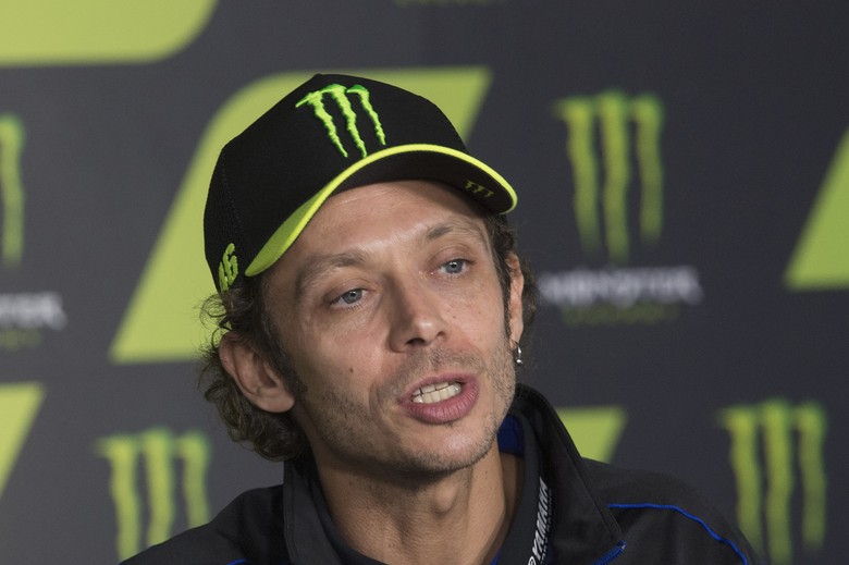 Valentino Rossi MotoGP BARCELONA, SPAIN - SEPTEMBER 26: Valentino Rossi of Italy and Monster Energy Yamaha MotoGP Team speaks during the Valentino Rossi and Lin Jarvis: an exceptional press conference during qualifying for the MotoGP of Catalunya at Circuit de Barcelona-Catalunya on September 26, 2020 in Barcelona, Spain. (Photo by Mirco Lazzari gp/Getty Images)