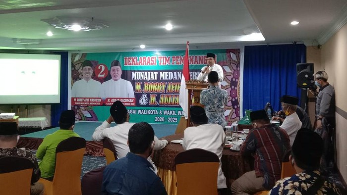 Bobby di acara deklarasi dukungan ustaz-ustazah Al-Washliyah (Ahmad Arfah-detikcom)