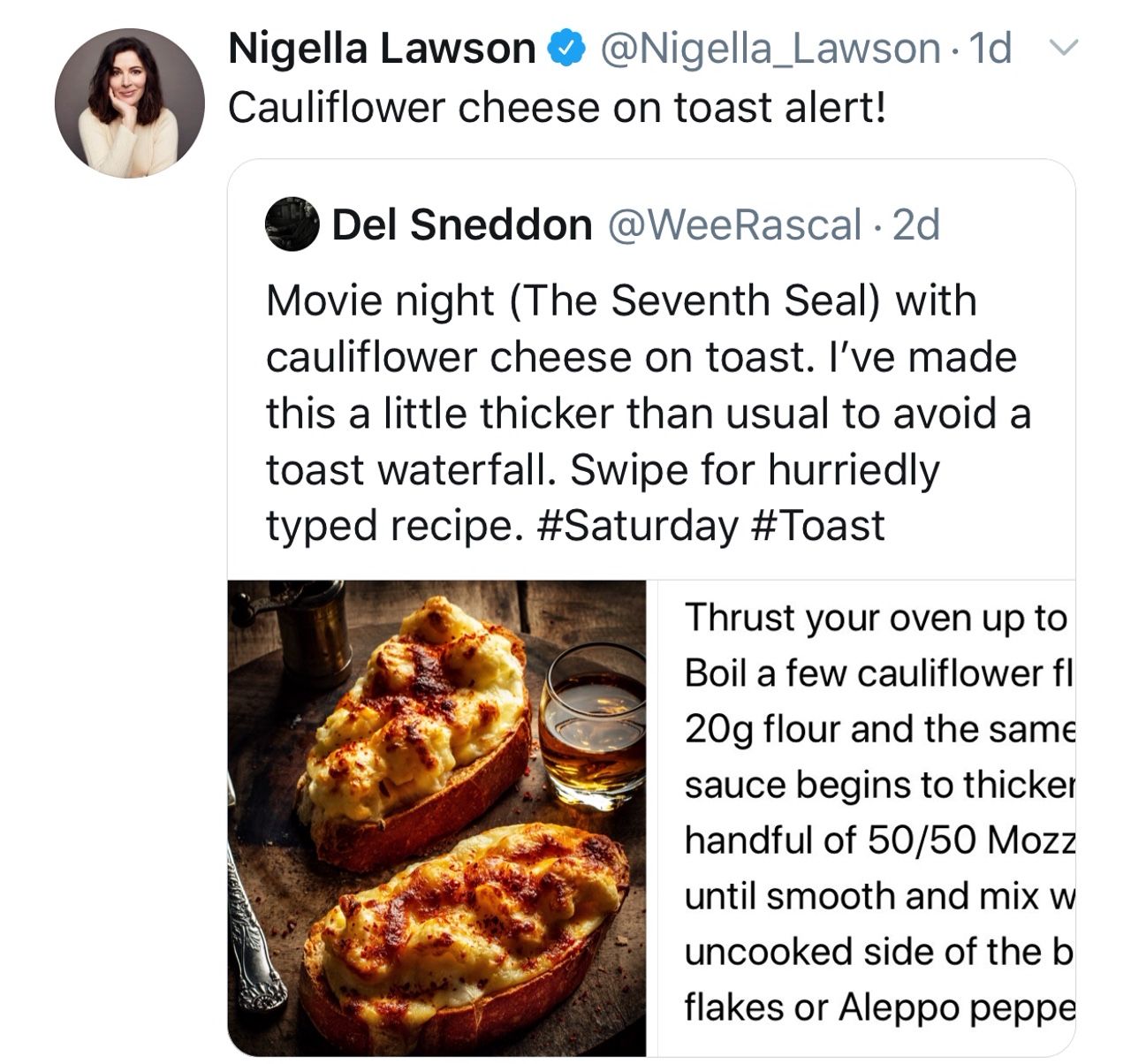 Cauliflower Cheese On Toast