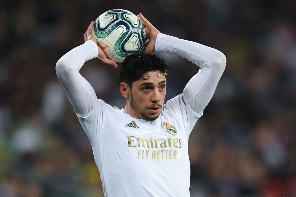 Fede Valverde MADRID, SPAIN - MARCH 01: Federico Valverde of Real Madrid CF looks on during the Liga match between Real Madrid CF and FC Barcelona at Estadio Santiago Bernabeu on March 01, 2020 in Madrid, Spain. (Photo by David Ramos/Getty Images)