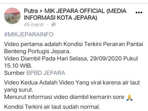 Heboh Air Laut Pantai Benteng Portugis Jepara Surut, Ini Faktanya