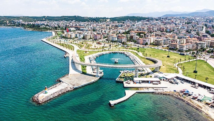 Aliaga Yatch Port and Public Park From Above, Izmir, Turkey