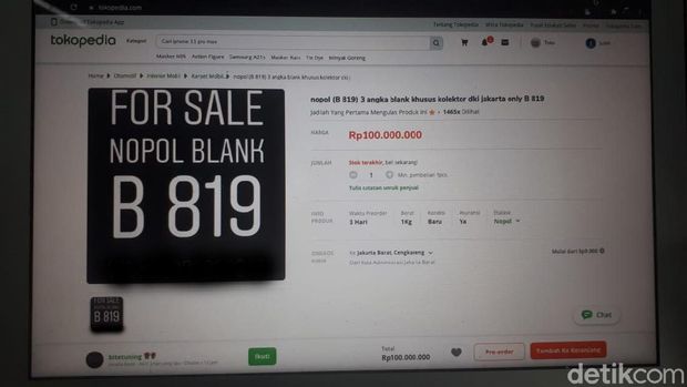 Pelat nomor unik 3 angka tanpa huruf belakang