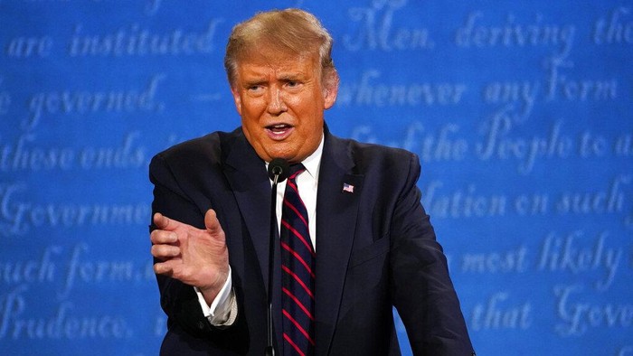Donald Trump President Donald Trump speaks during the first presidential debate with Democratic presidential candidate former Vice President Joe Biden Tuesday, Sept. 29, 2020, at Case Western University and Cleveland Clinic, in Cleveland. (AP Photo/Julio Cortez)