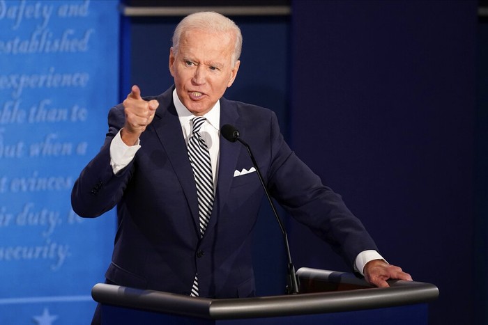 Joe Biden Democratic presidential candidate former Vice President Joe Biden speaks during the first presidential debate against President Donald Trump, Tuesday, Sept. 29, 2020, at Case Western University and Cleveland Clinic, in Cleveland, Ohio. (AP Photo/Morry Gash, Pool)