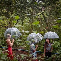 Brand Koche menggelar fashion show di taman Jardin des Buttes Chaumont. Koche memamerkan koleksi spring/summer 2021 di Paris Fashion Week 2020 yang digelar di tengah pandemi Corona. Foto: Getty Images/Kiran Ridley