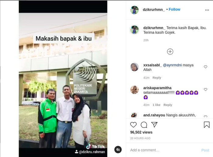 Bangganya Putra Driver Ojol Dapat Beasiswa Kuliah Teknik Mesin