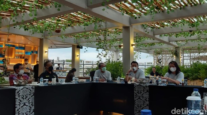 Kepala Kantor Staf Kepresidenan (KSP) Moeldoko bersama para pimpinan media massa di Hotel Marriot Jalan Ring Road Utara, Sleman, DIY, Kamis (1/10/2020).