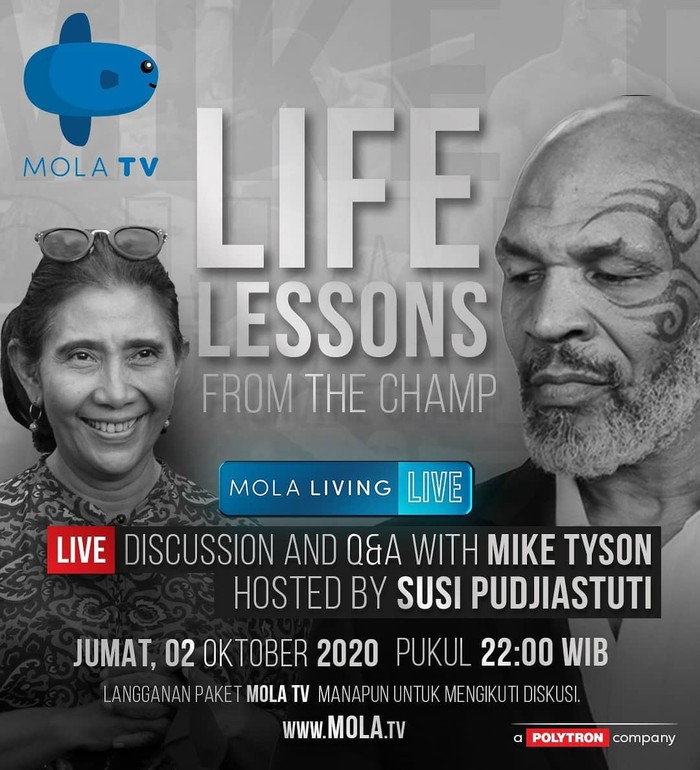 Mike Tyson bincang-bincang dengan Susi Pudjiastuti di Mola TV.