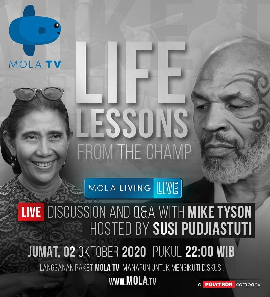 Mike Tyson bincang-bincang dengan Susi Pudjiastuti di Mola TV.