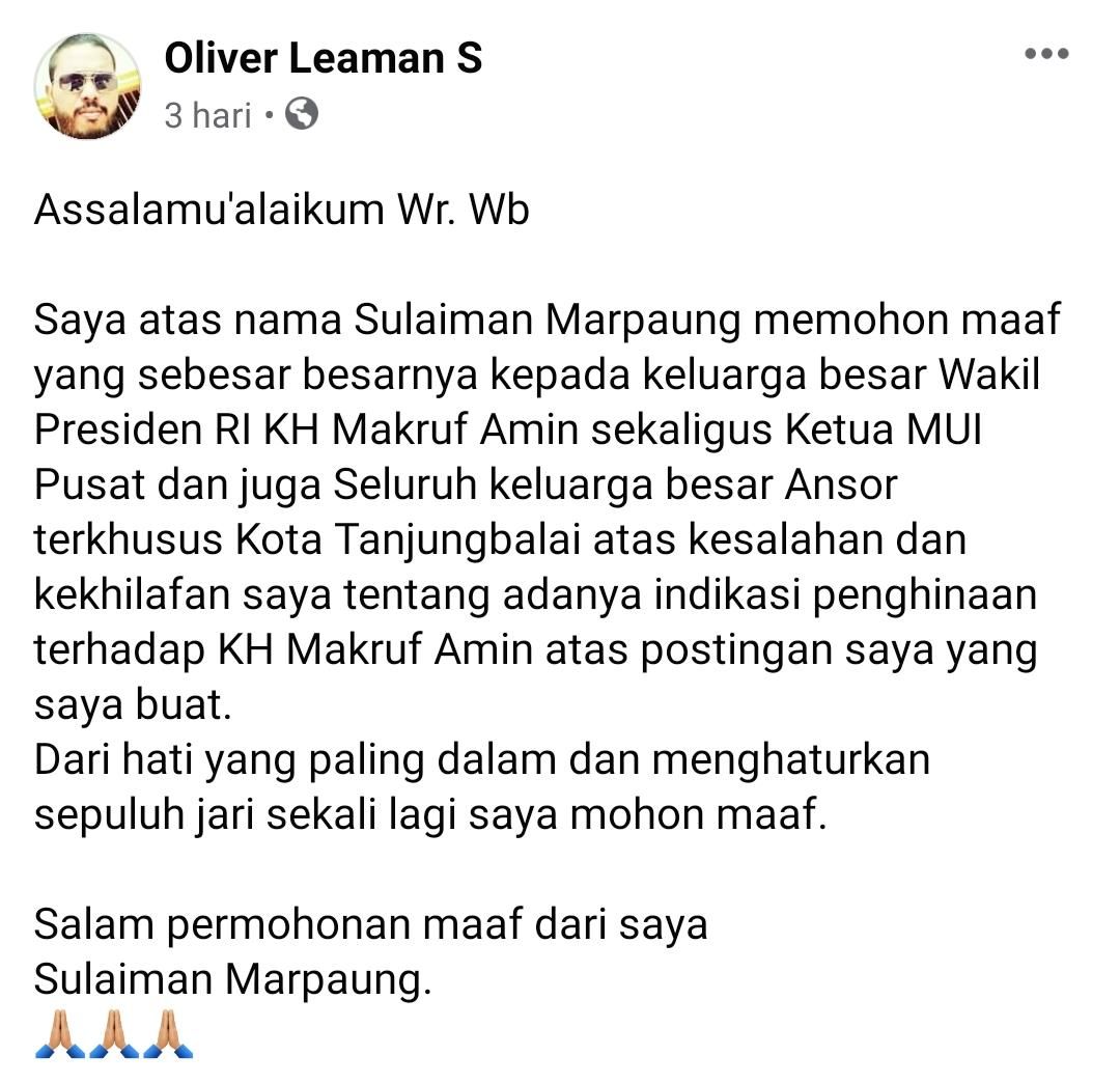 Screenshot unggahan viral berisi kolase foto Ma'ruf dan Kakek Sugiono (dok. Istimewa)