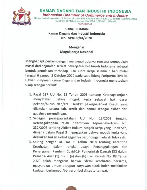 Surat Pengusaha Bocor Buruh Mogok Nasional Bisa Kena Sanksi