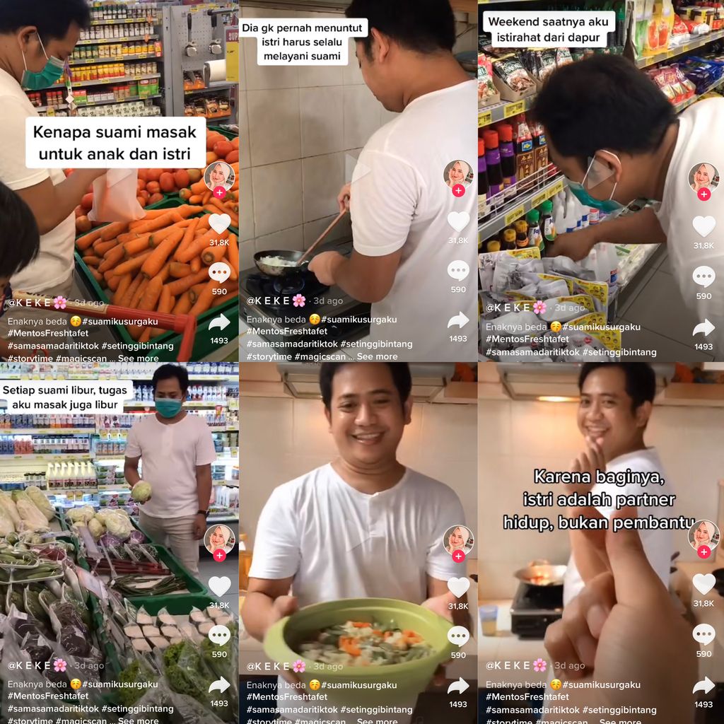 Kisah uwu suami yang bantu istri memasak