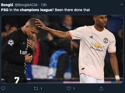 Di 16 besar UCL 2018/2019, MU menang 3-1 di markas PSG usai kalah 0-2 di Old Trafford. MU lolos secara dramatis. (Foto: internet/Twitter)