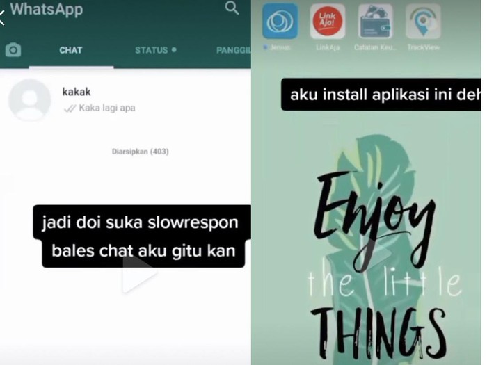 tiktok Wanita yang memakai kamera pengintai di handphone