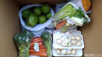 Toko sayur online juga menjadi tren bisnis yang menarik di saat pandemi. Inilah salah satu contoh berkebun digital, usaha pertanian dibantu dengan teknologi digital untuk pemasaran (Erliana Riady/detikcom)
