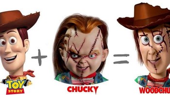 Woody dari Toy Story dan Chucky disatukan menjadi Woodchuck. Foto: Dino Tomic
