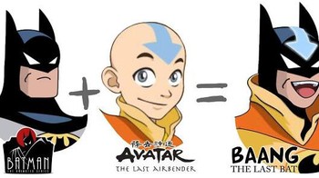 Batman dan Aang dari Avatar dikombinasikan menjadi Baang the Last Bat. Foto: Dino Tomic