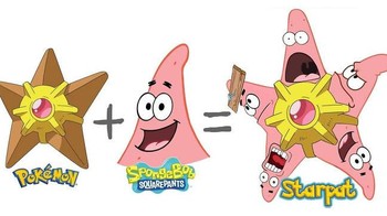 Staryu dari Pokemon dan Patrick Star bergabung menjadi Starpat dengan lima ekspresi Patrick yang berbeda. Foto: Dino Tomic