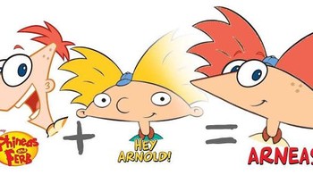 Phineas dari Phineas and Ferb dan Arnold dari Hey Arnold digabung menjadi Arneas. Foto: Dino Tomic