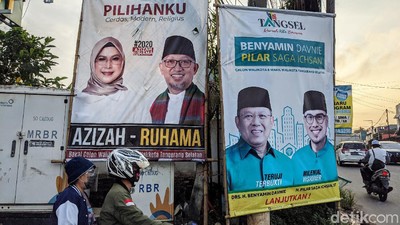 Deretan Spanduk Kampanye Calon Wali Kota Tangsel