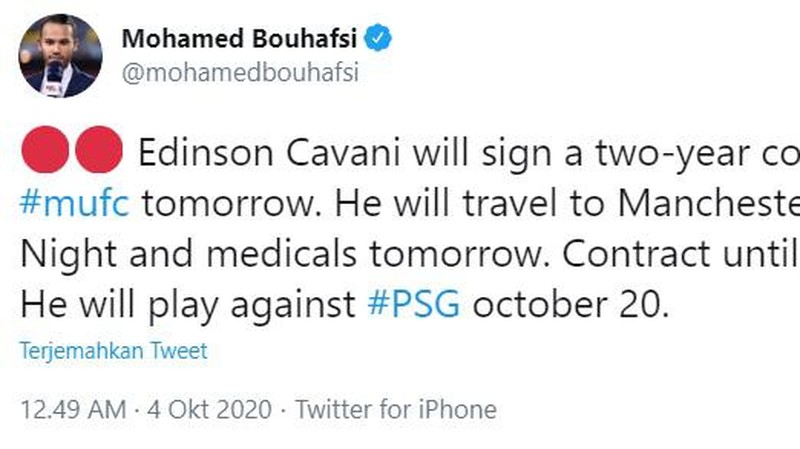 Menjelang penutupan bursa transfer musim panas, Edison Cavani dikabarkan ke Man United. Netizen pun meramaikan dengan mengedit Cavani berseragam Setan Merah.