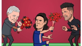 Meme Cavani saat dirayu Man United. Foto: Screenshoot