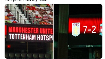 Papan skor MU dan Liverpool setali tiga uang, sama-sama dibantai. Foto: istimewa