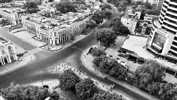 Suasana New Delhi pasca lockdown.