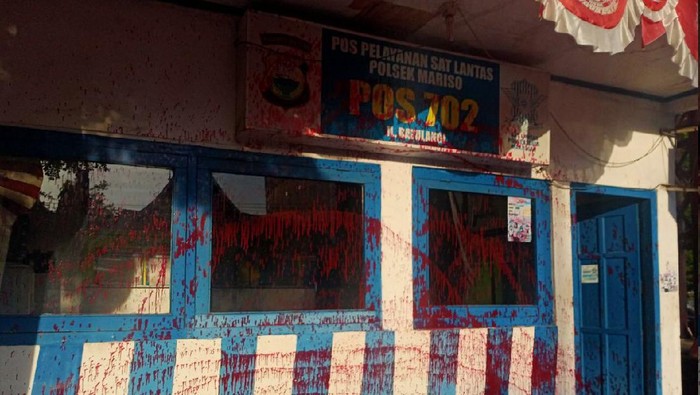 Pos polantas di Makassar dilempar cat merah oleh orang tak dikenal