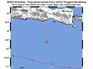 Gempa M 3,6 Guncang Malang