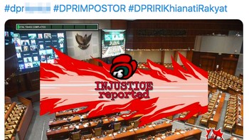 Dalam game Among Us, pemain bisa melaporkan jika ada kejadian penting. Dalam meme ini, yang dilaporkan adalah ketidakadilan (Twitter)