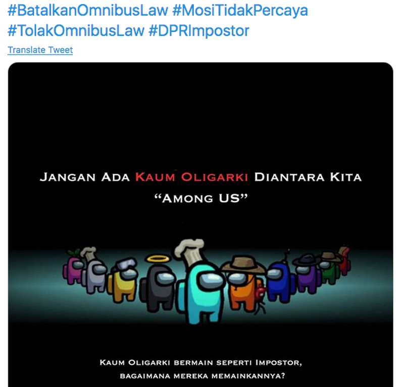 Meme Among Us untuk Protes Omnibus Law