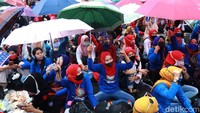 Aksi ini dilakukan dalam rangka menolak Omnibus Law Cipta Kerja yang dianggap bakal merugikan buruh.