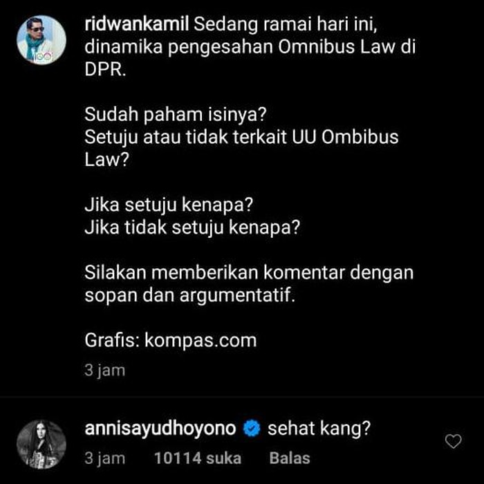 Ridwan Kamil Polling Omnibus Law