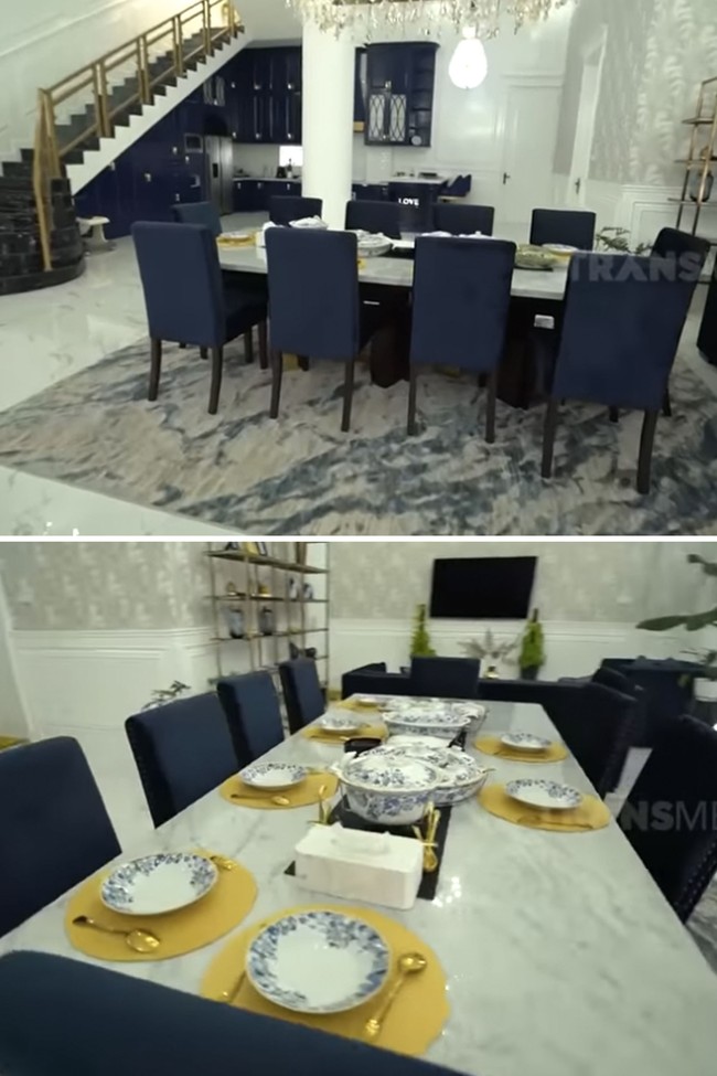 Sementara ruang makan juga ditata dengan konsep open space. Terdapat meja panjang yang bisa menampung kapasitas hingga 10 orang. Foto: Tangkapan layar YouTube/ Trans7 Official