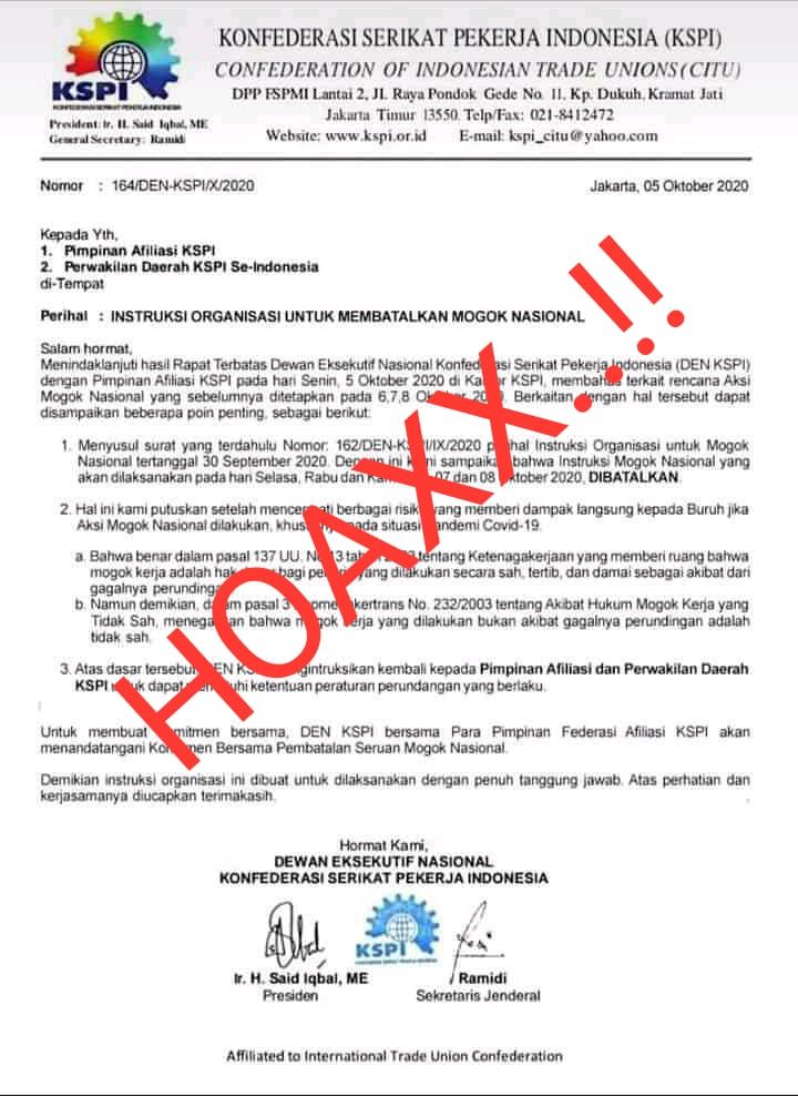 Santer Kabar Mogok Nasional Batal Buruh Itu Hoax