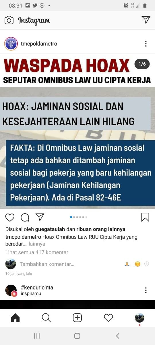 Akun TMC Ikut Posting soal Omnibus Law, Ini Penjelasan Polda Metro
