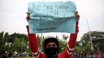 Begini Suasana Aksi Tolak UU Omnibus Law di Harmoni