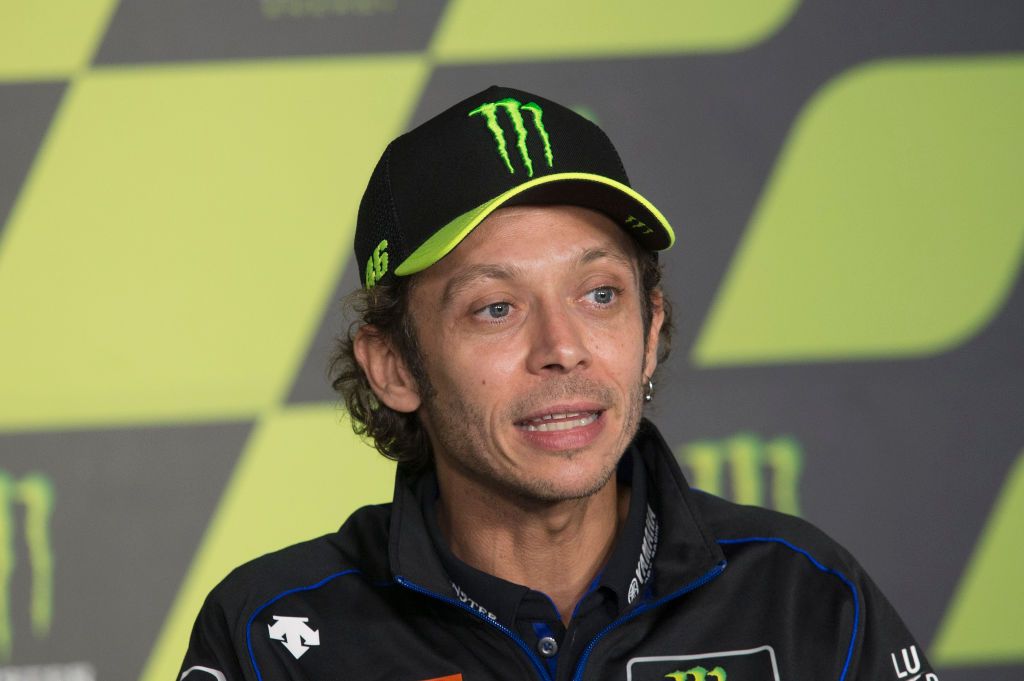 BARCELONA, SPAIN - SEPTEMBER 26: Valentino Rossi of Italy and Monster Energy Yamaha MotoGP Team speaks  during the 