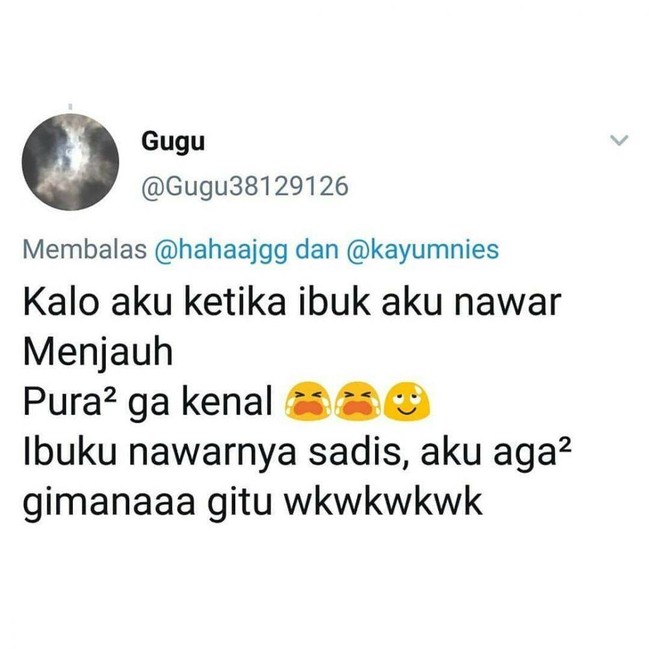 Nah kan udah dibilangin kalau emak-emak kalau nawar memang suka sadis. Anaknya saja sampai malu nih nemeninnya. Foto: Twitter/@Gugu38129126